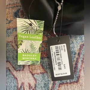 Badgley Mischka Vegan Leather Black Wrapped Frame Clutch